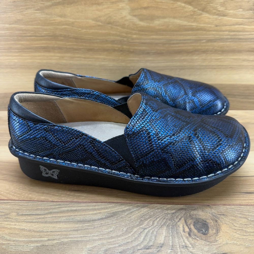 Alegria Debra Blue Python Print Clogs Womens 8 Eu… - image 5